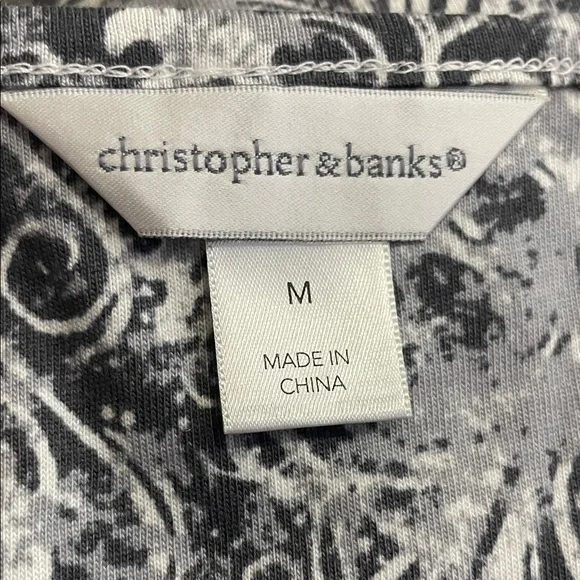 NWOT Christopher & Banks Black and White Swirl Long Sleeve Top - Picture 5 of 5